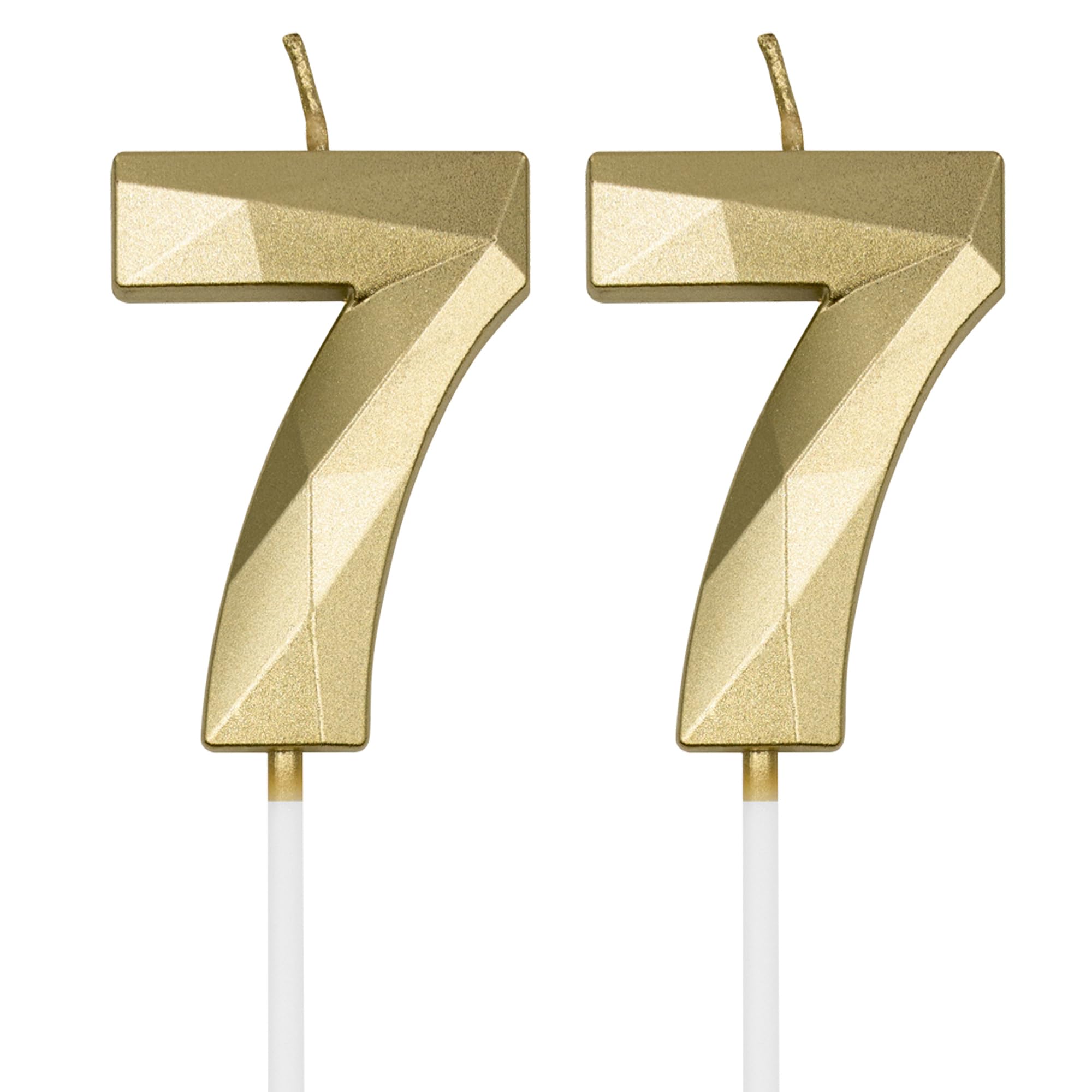 Amazon.com: 77th Birthday Candles for Cake, Gold Number 77 3D