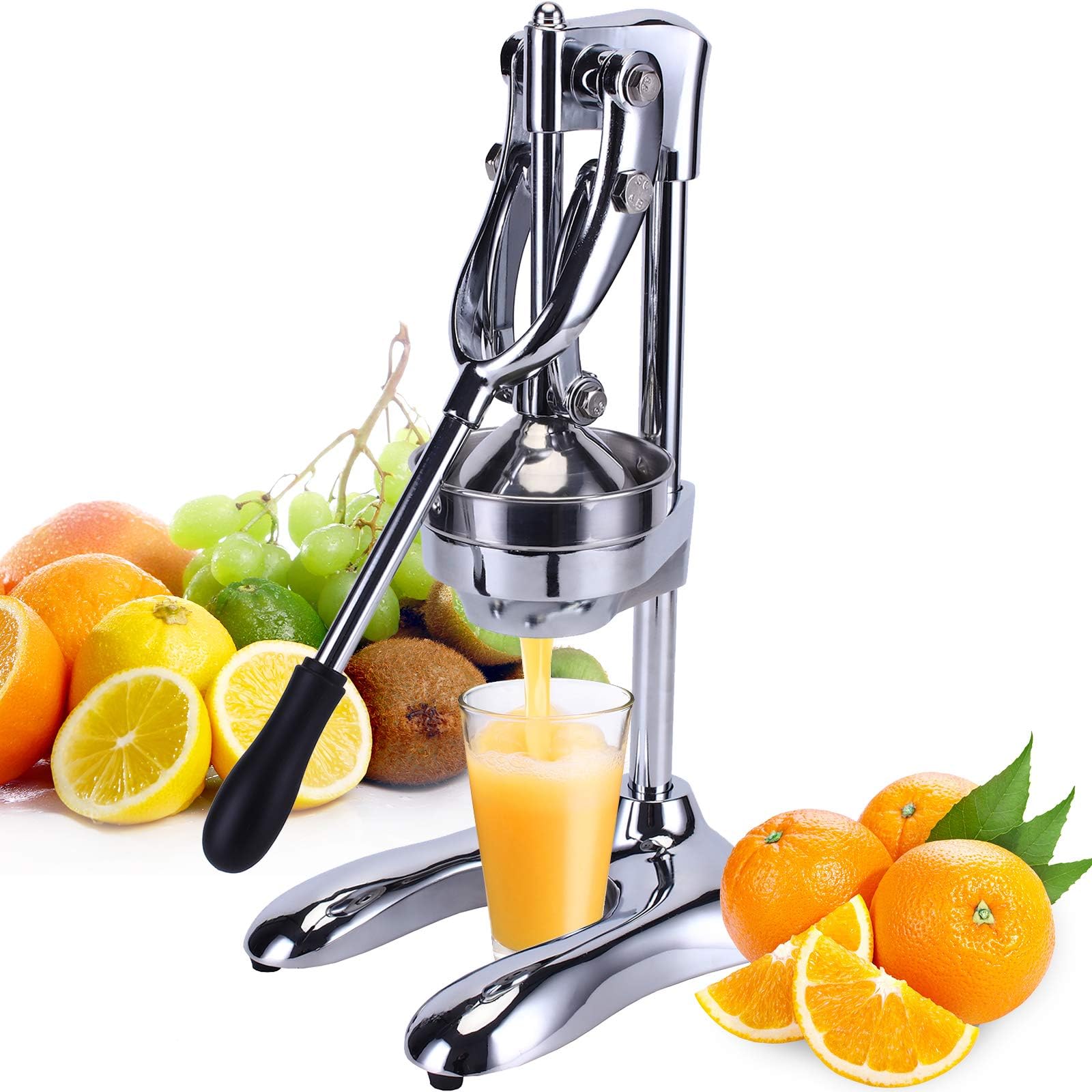 IHAYNER Manual Orange Juicer, Aluminum Alloy Professional Citrus Juicer, Heavy Duty Orange Juice Squeezer, 304 Stainless Steel Orange Crusher Lemon Squeezer