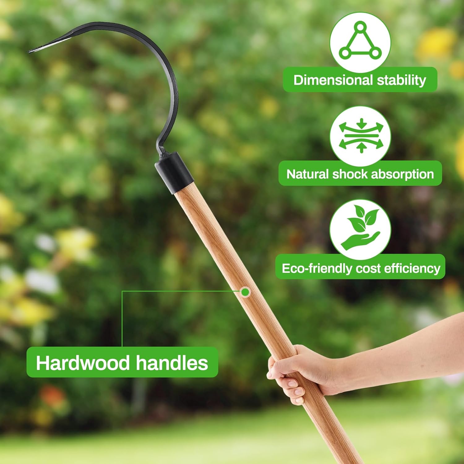 Long Handle Weeder Hook Garden Weeder Tool Versatile Cultivator Garden Tool 54 Inch Hardwood Handle with 8 Inch Alloy Steel Blade for Gardening,Yard, Lawn, Patio Digging, Edging, and Planting