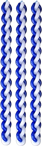 Miniatura 5 de Ner Mitzvah Vela Havdalah trenzada – Paquete de 3 – Cera de parafina redonda azul y blanca – Vela Havdallah hecha a mano – Regalo de Shabat Judaica