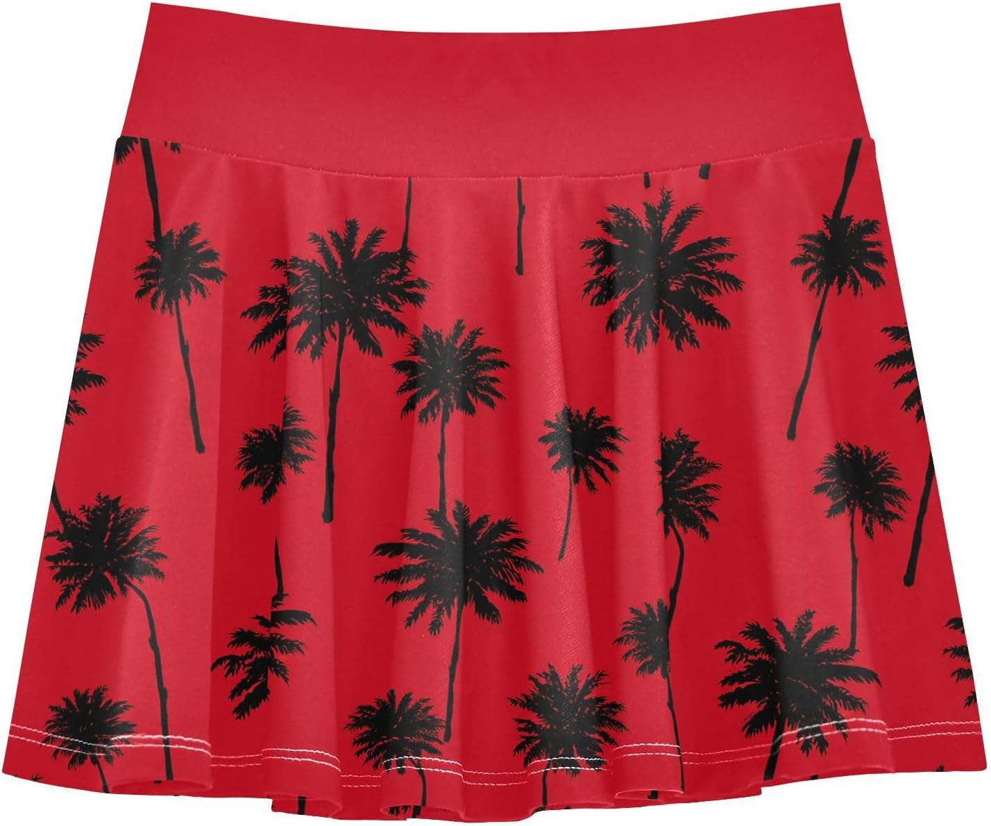 visesunny Palm Red Silhouette Girl's Golf Skirt Athletic Tennis Skort Sport Activewear with Double Layer Pockets