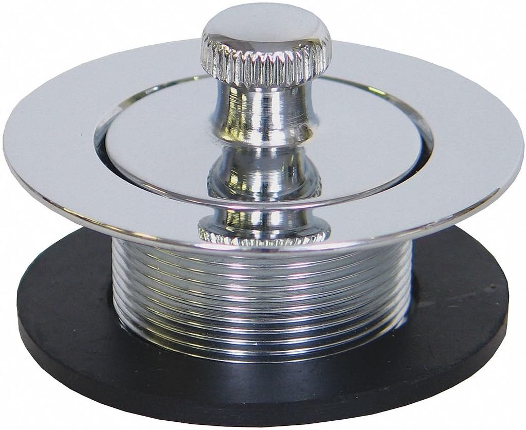 Drain Stopper: 1 5/8 in Overall Dia, Fits Max Size, Lift and Turn, Brass, Tub, 58-7160, 40XC52