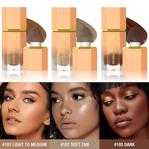 Miniatura 2 de Maquillaje líquido en barra, bronceador crema líquida, contorno bronceador suave altamente pigmentado, punta de esponja incorporada para dar forma a