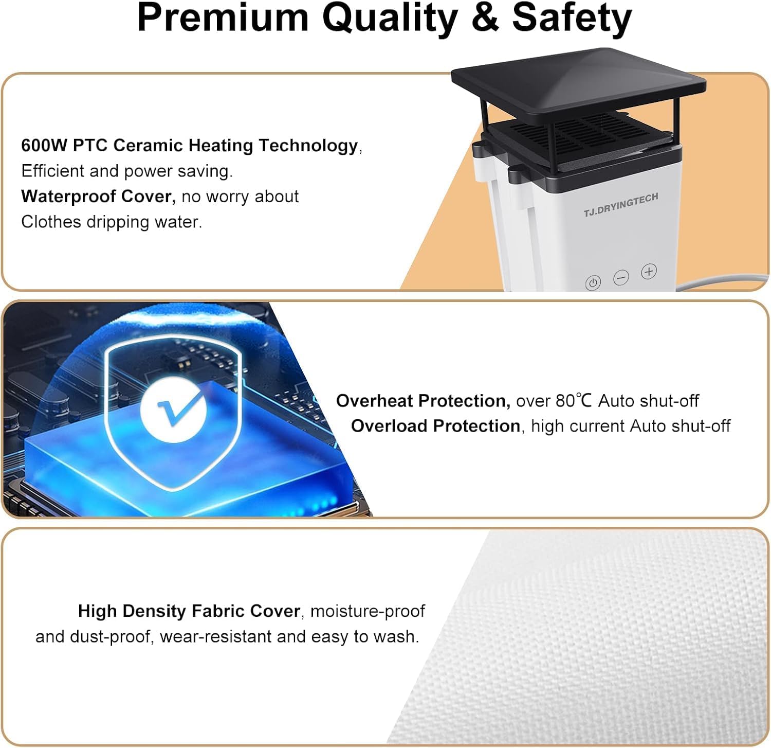 TJ. Clothes Dryer, 110V 600W Portable Dryer with PTC Drying & Intelligent Timer, Electric Clothes Dryer with 11LBS Capacity, Hangable & Foldable, Fast Drying & Low Noise for Apartments RV Travel