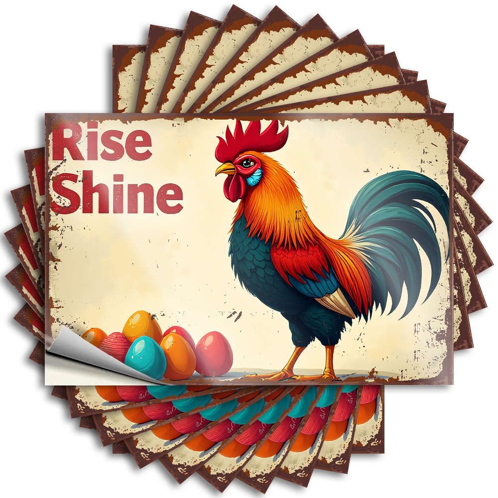 Girls Tiki Saying - Rise and Shine with Colorful Eggs! Window Waterproof Vinyl Sticker(8X12CM)