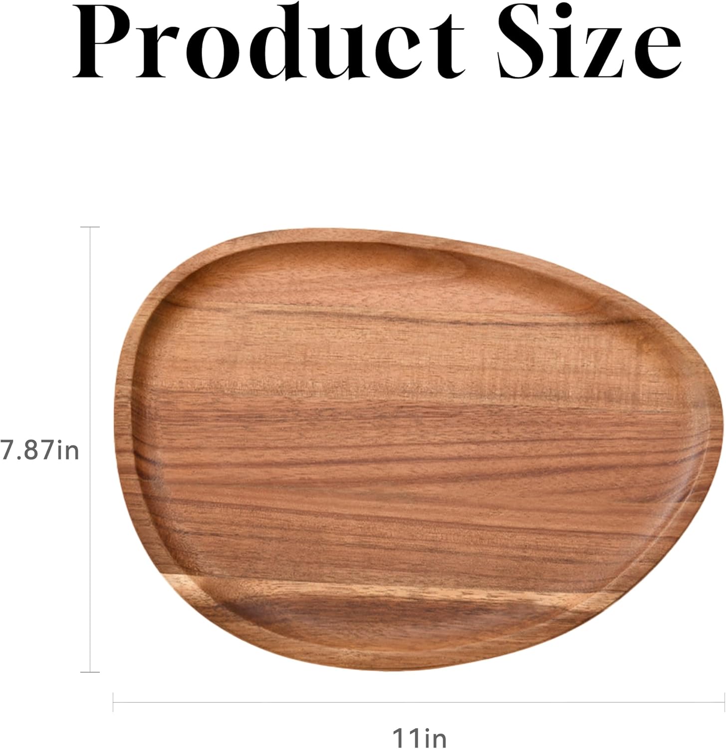IUI Wood Serving Tray, 11"x7.9" Oval Decorative Tray for Kitchen Dining Room Table, Serving Platter Cheese Plate for Dessert Snack Bread Fruit Appetizer Dishes