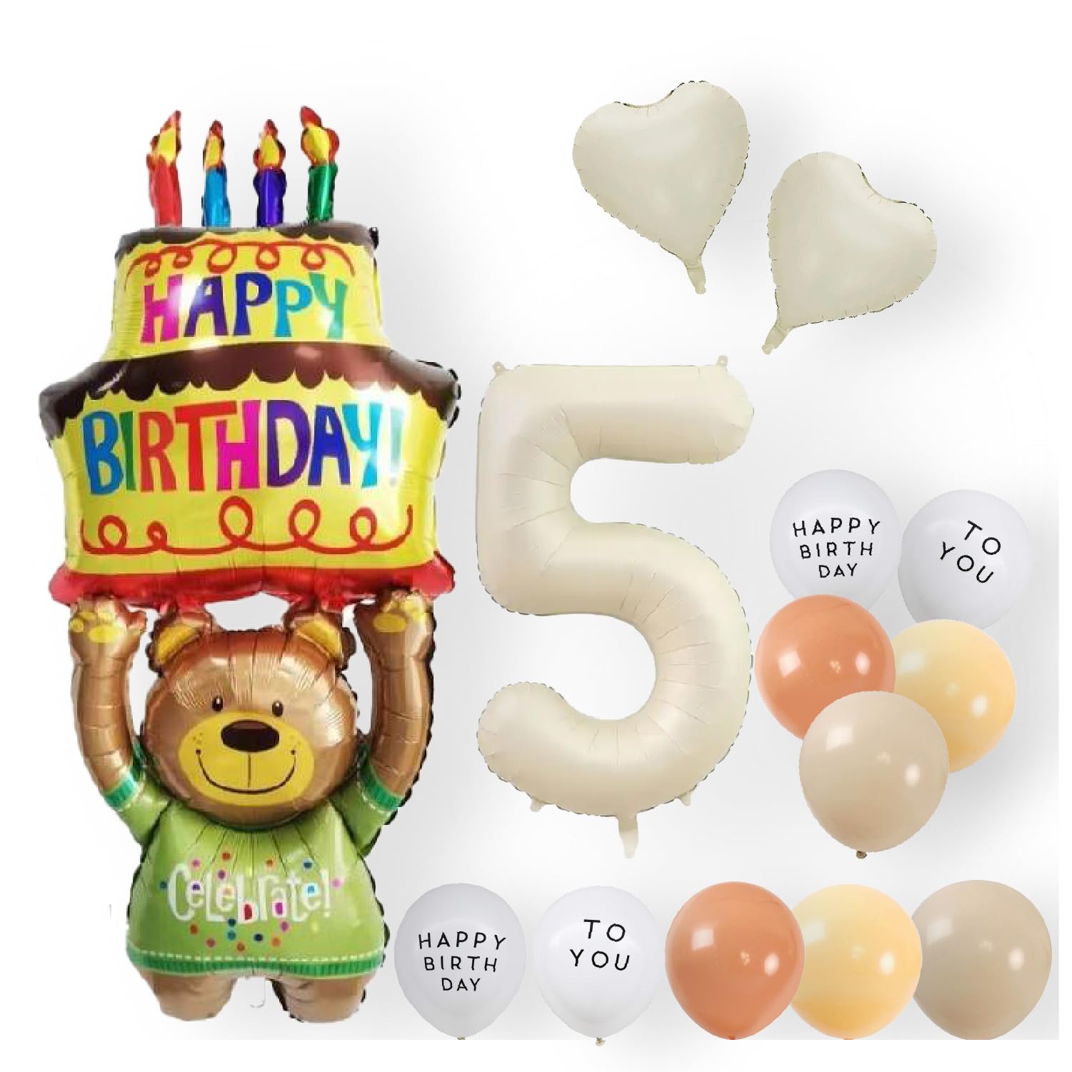 Amazon | 【風船屋】（数字が選べる）5歳 くま HAPPY BIRTHDAY 誕生日