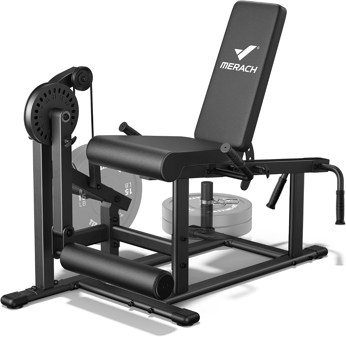 MERACH Leg Extension and Curl Machine, Adjustable Leg Curl Machine, Seated Leg Extension and Lying Curl Machine for Home Gym, Lower Body Special Leg Workout Equipment