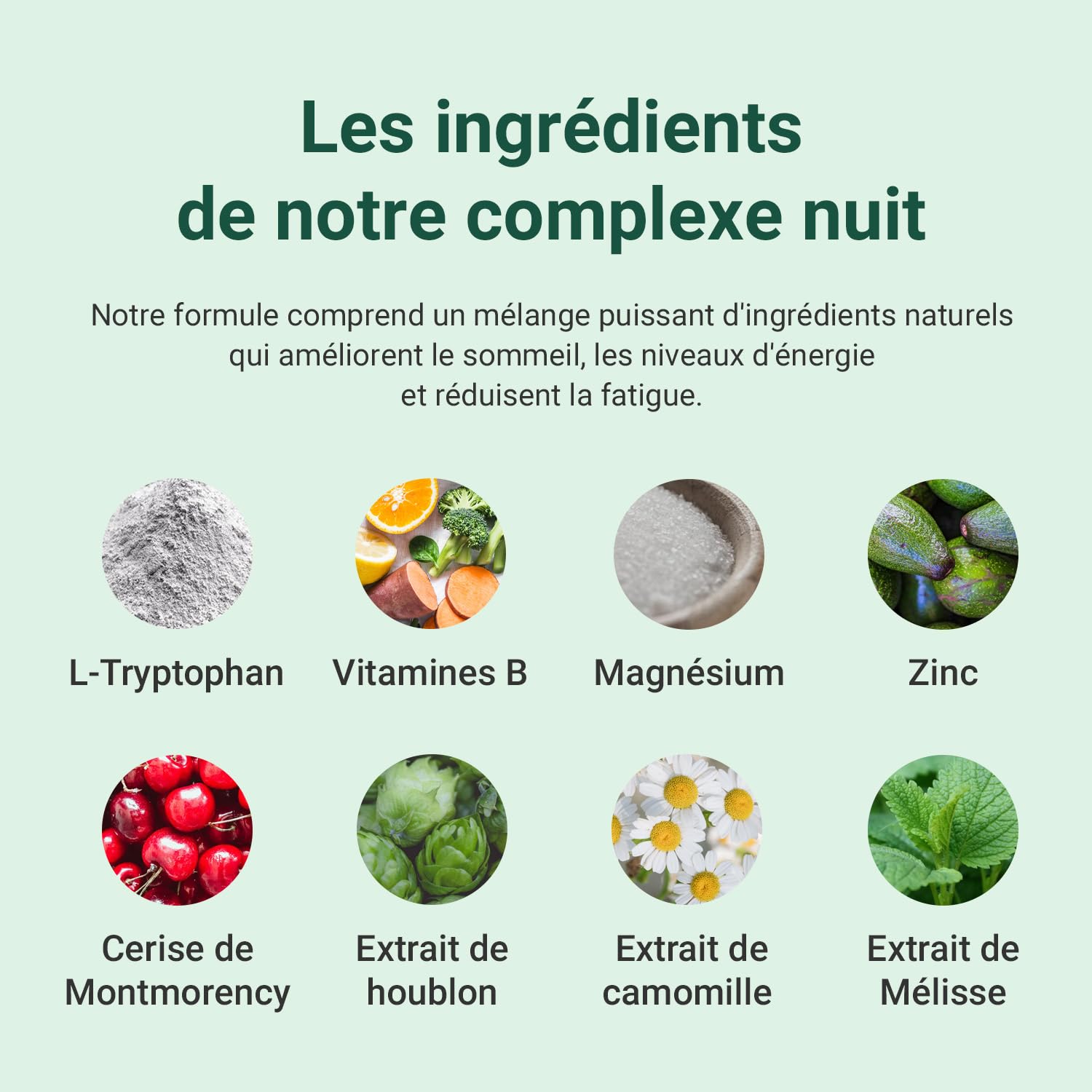 Complexe nuit de Theonia avec 100 mg L-tryptophane, camomille et Mélisse Supplément naturel pour le sommeil et la relaxation - 60 gélules, Sans OGM, Végétarien