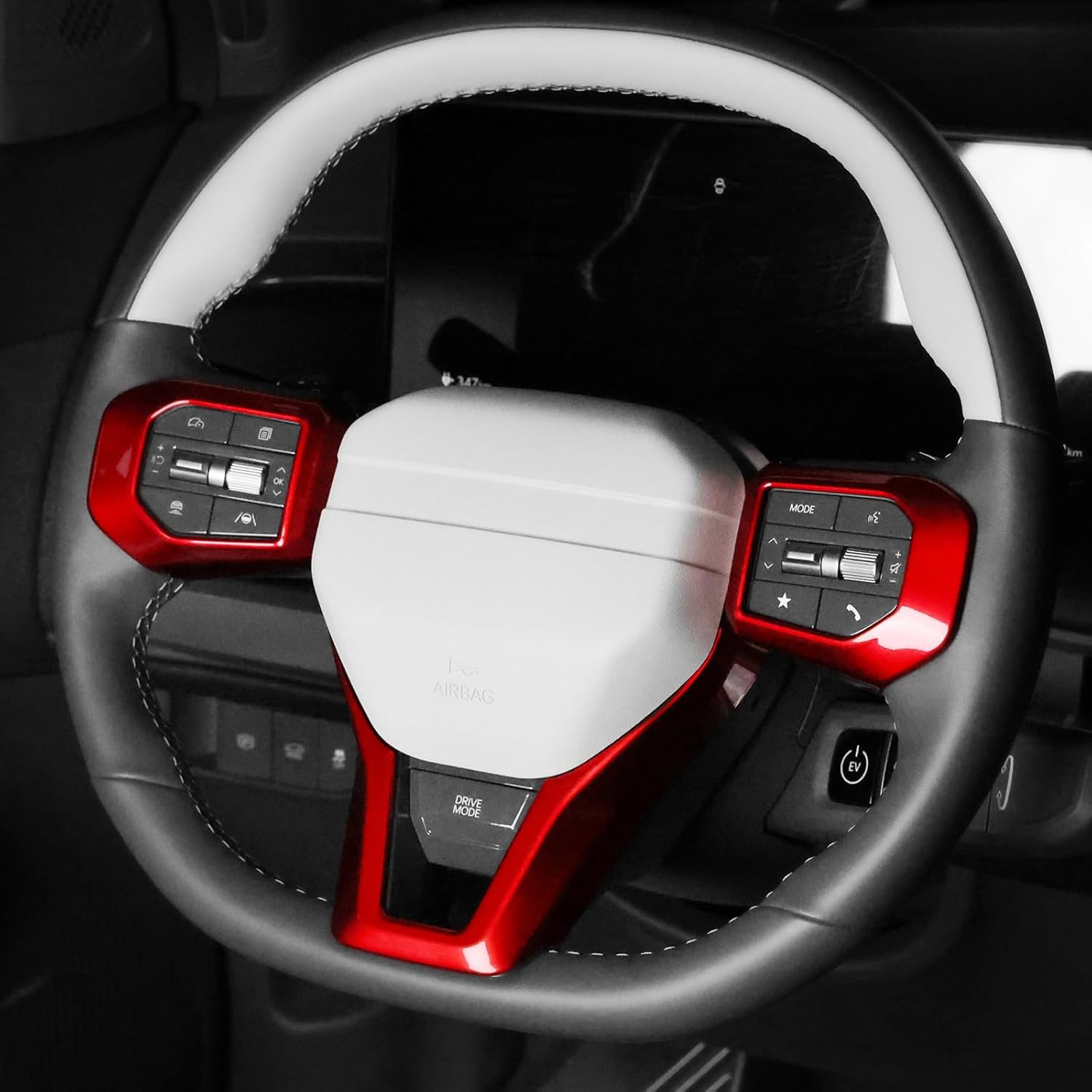 YOUTOOCAR 3PCS Steering Wheel Button Frame Covers Compatible with Kia K4 GT-Line Kia EV6 GT-Line 2025 Kia EV3 GT-Line Accessories (3, Red)