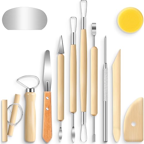 Jetmore 12 Pack Clay Tools Kit, Pottery Tools & Sculpting Tools, Polymer Modeling Clay Cutters Sculpture Set for Carving, Ceramics, Molding, DIY