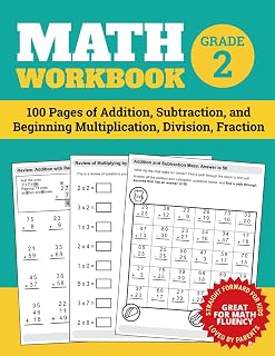 Elita Nathan Grade 2 Math Workbook: 100 Pages Addition, Subtraction, Multiplication, Division & Fractions Practice