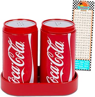 Coca Cola Salt and Pepper Shakers Set - Includes 2 Shakers and Bookmark | Red Plastic Coke Kitchen Accessories and Decor