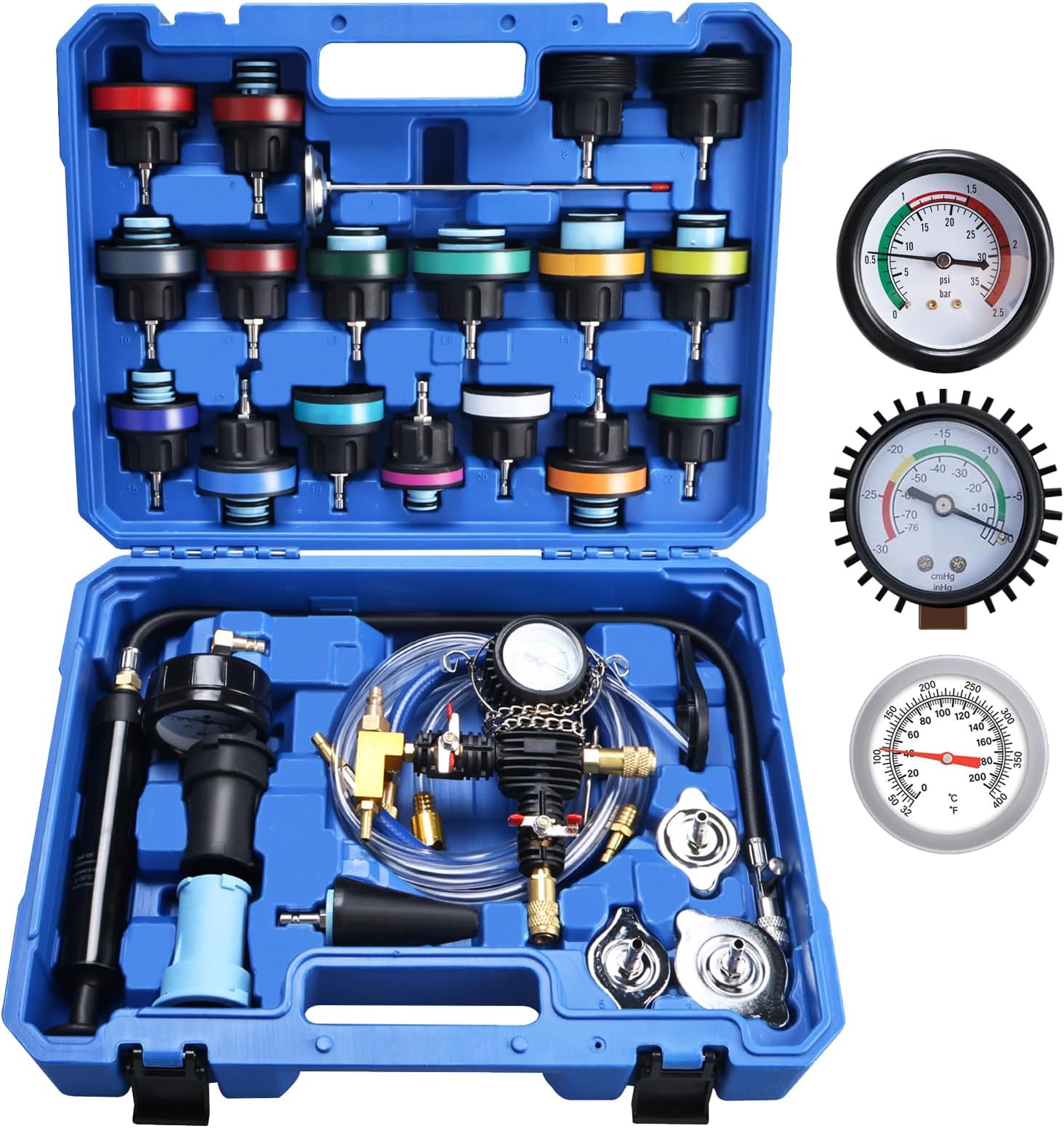 Radiator tester, blue, 28 pieces