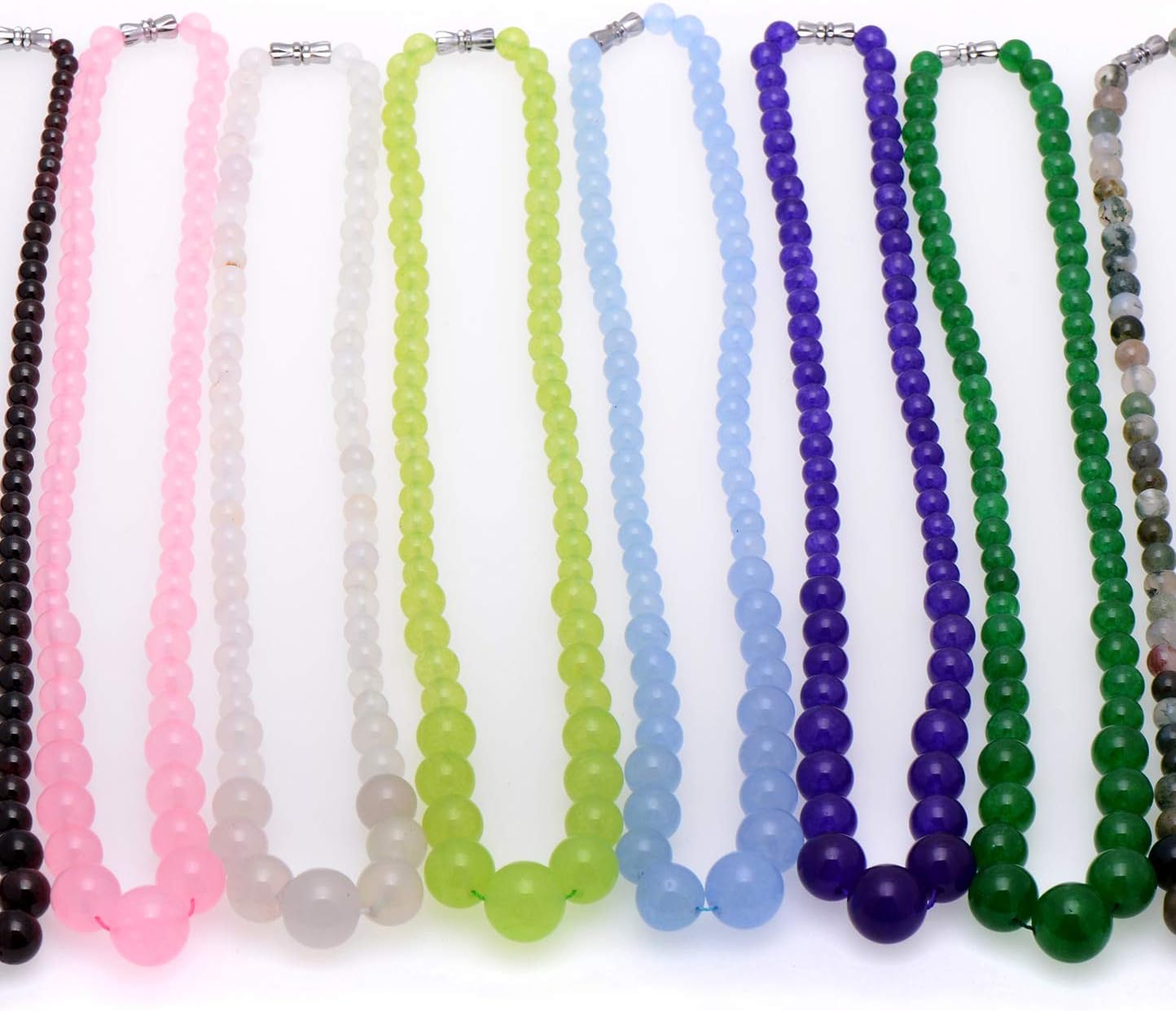 Blue Agate Beads Graduated Strand Necklace for Women, 18 Inches - Image 6