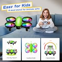 Tomzon A23 Mini Drón Gyerekeknek LED Világítással - RC Quadcopter Magasságtartással, 3D Flip, 5 Fénymód, 2 Akkumulátor, Kezdőknek, Zöld 2