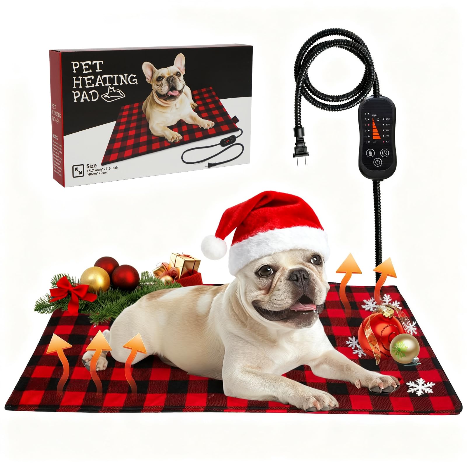 Pet Heating Pad for Cats &amp; Dogs, Adjustable Heat &amp; Timer, 27.6" x 15.7"