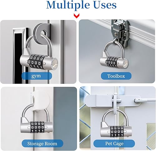 Miniatura 6 de Cerradura de casillero de gimnasio, cerradura de combinación de 4 dígitos para casillero para gimnasio escolar, para deportes, caja de herramientas,