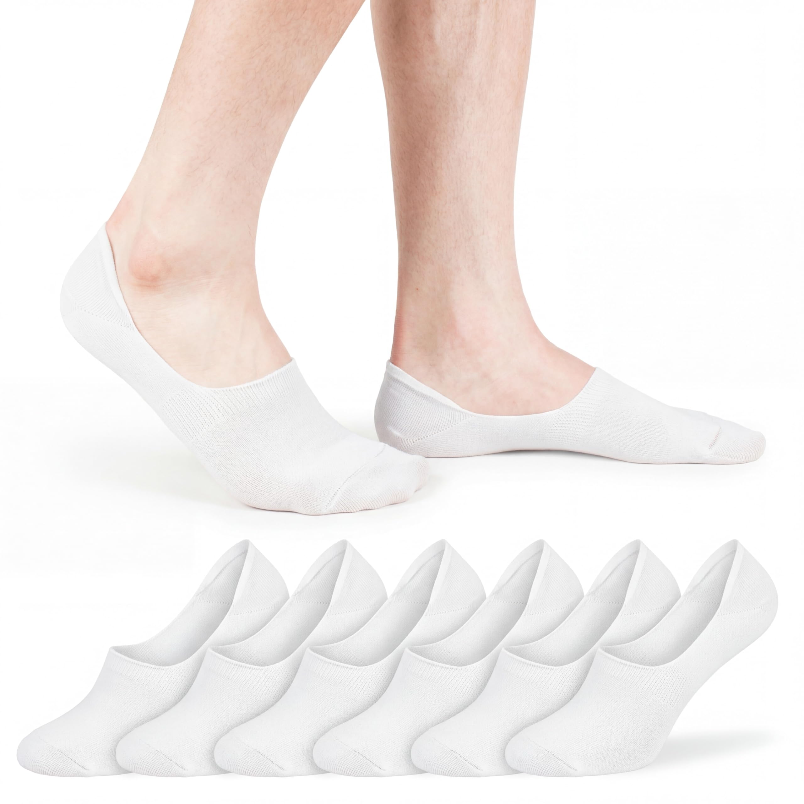 Ciocca Fantasmini calzini in cotone mercerizzato freschi e leggeri - Tallone antiscivolo silicone - Unisex - 6 Paia - due taglie