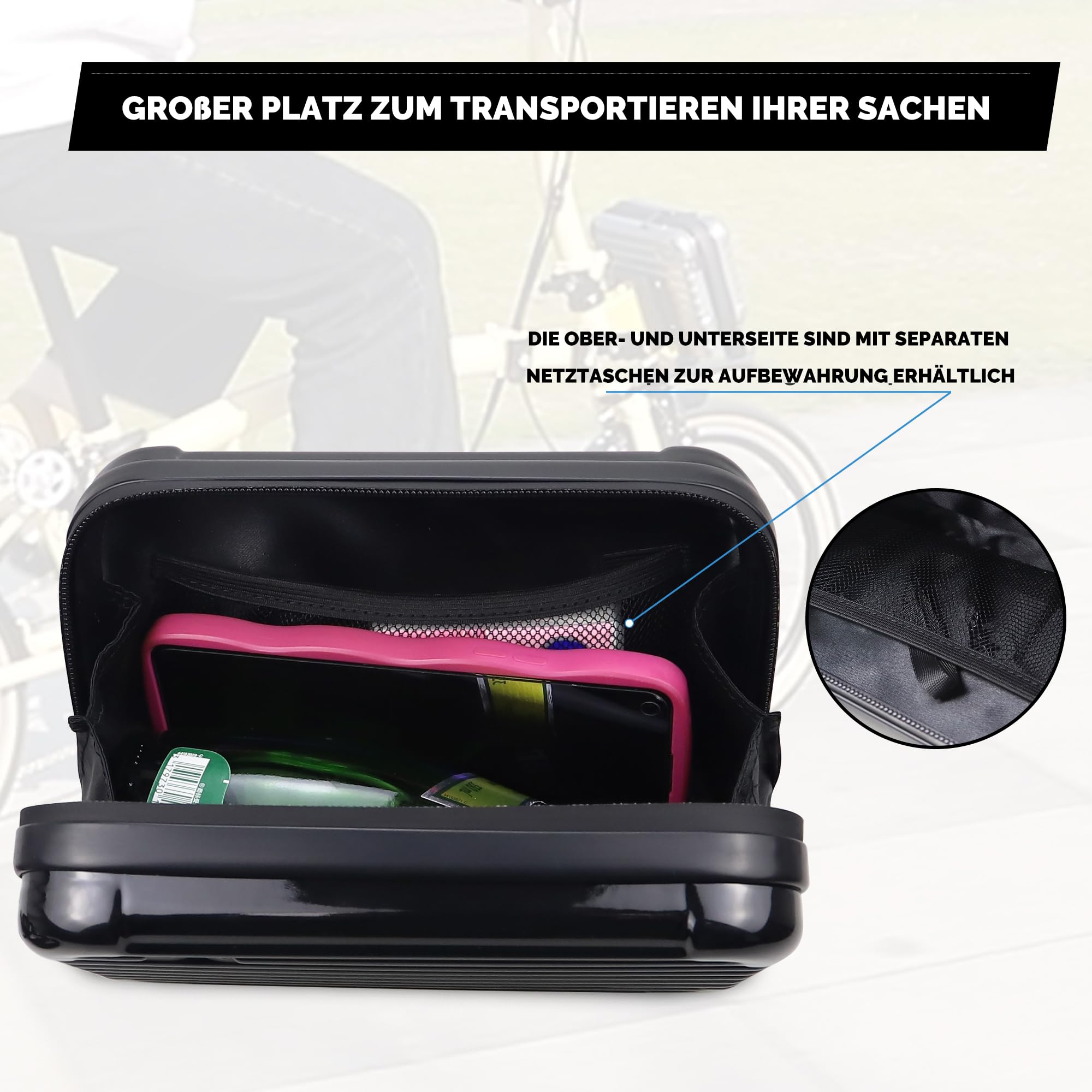 ZUKKA Sac Cadre Vélo Sac Dur Shell Plastique ABS Convient Pour Voiture Pliante Scooter Électrique Grand Étanche Stockage Bandoulière