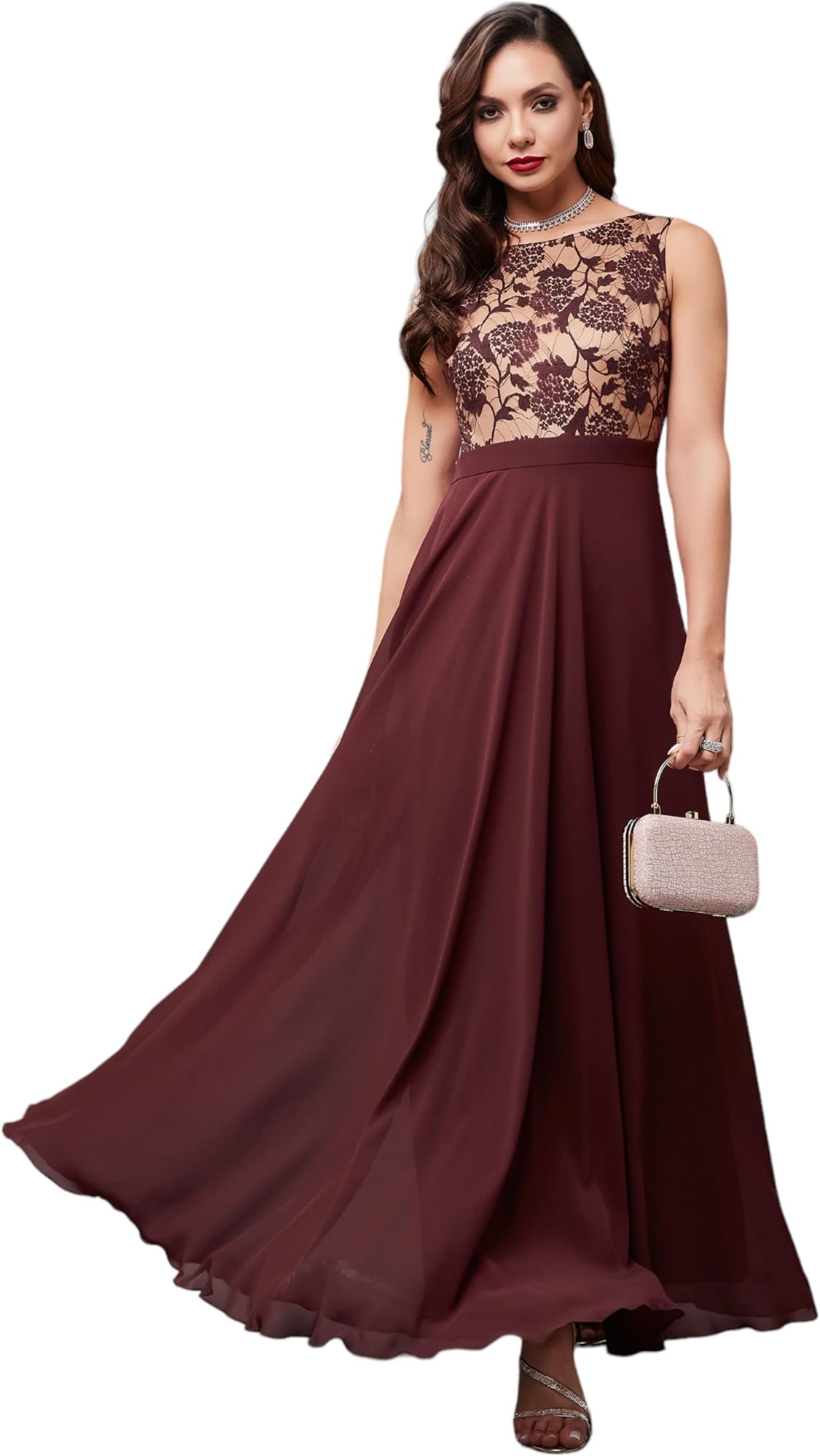 Women's Georgette Fit and Flare Maxi Dress
