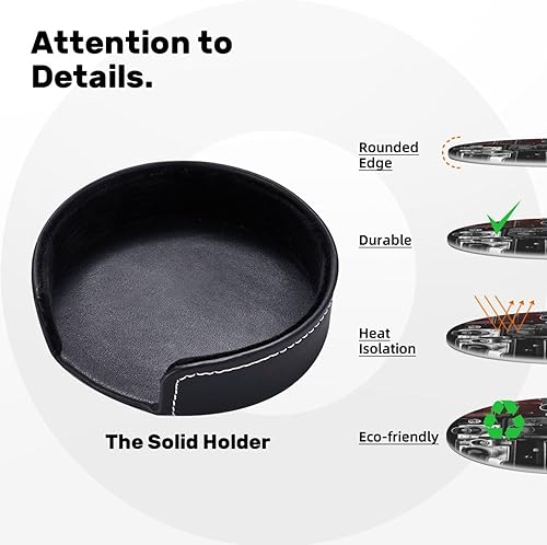 Miniatura 7 de Retro Cool Camera Collection Coasters Set of 6 with Holder Non-Slip Leather Coaster for Drinks Round Drink Coaster for Tabletop Protection, Cup Mat