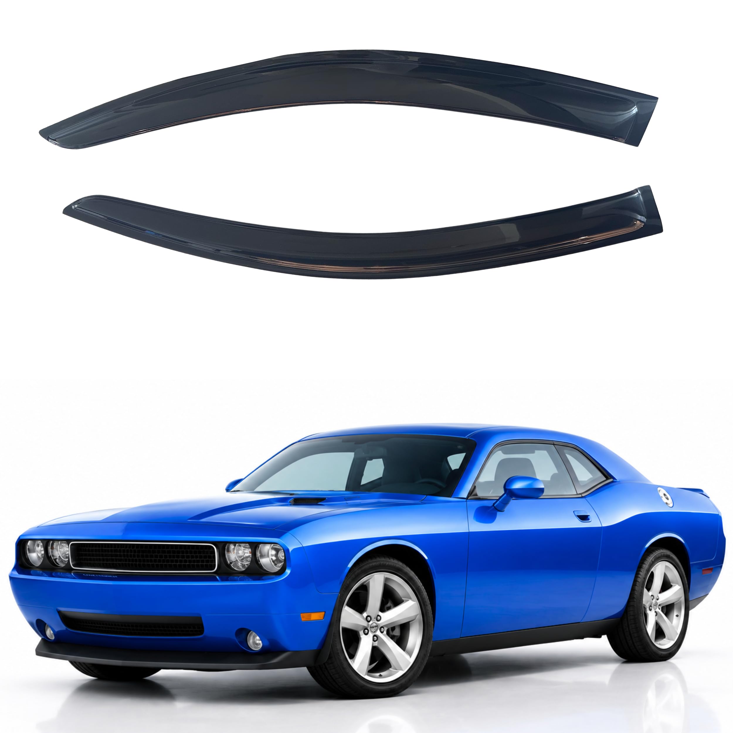 IG Window Visors Fit for 2008-2023 Dodge Challenger, Out-Channel Rain Guards Vent Wind Deflectors 2PC, Car Accessories for 08-23 Challenger
