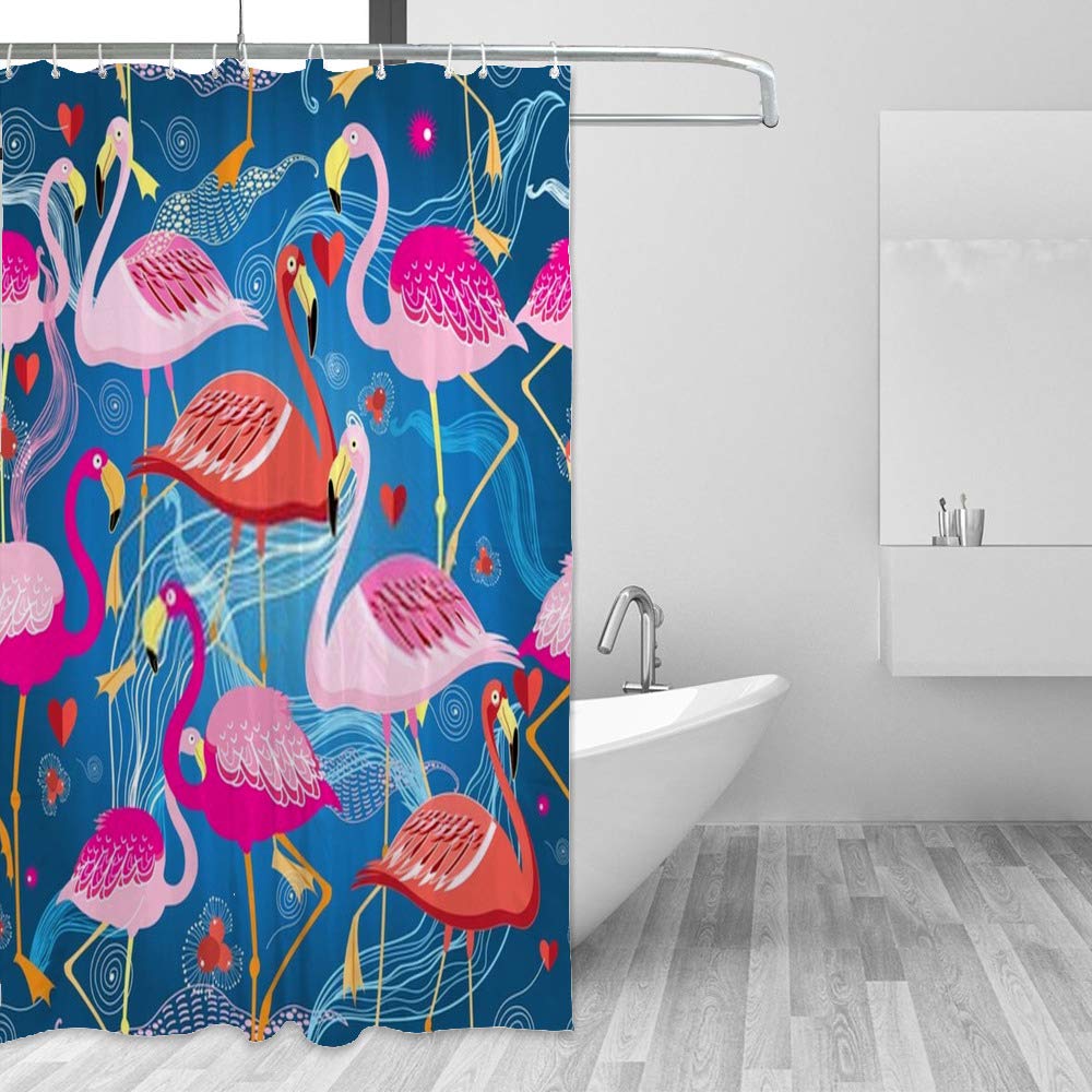 Rideau de douche 72x72Inch flamants roses pour une salle de bain exotique