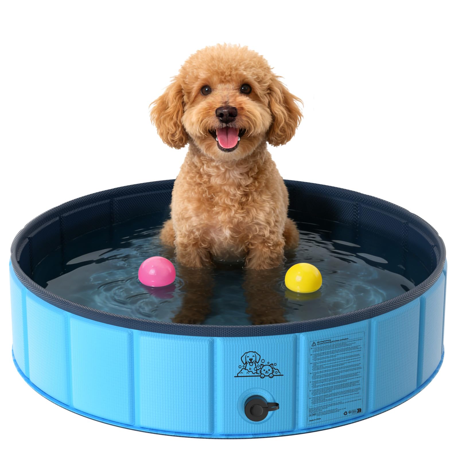 KYG Piscina para Perros 80x20cm, Plegable, PVC, Antideslizante y Resistente a los arañazos, para Perros pequeños, con 4 Parches de reparación