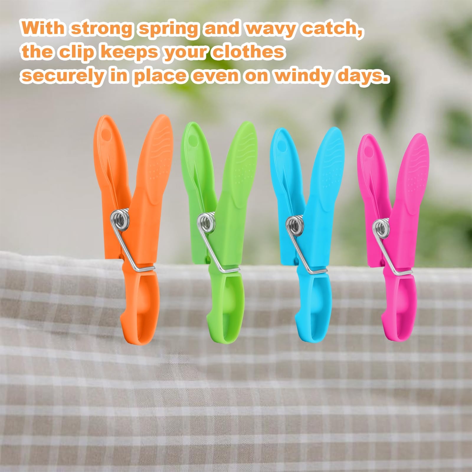 60 Pcs Clothes Pegs, Non Slip Clothes Clips Spring Clothespins with Storage Bag - Image 4