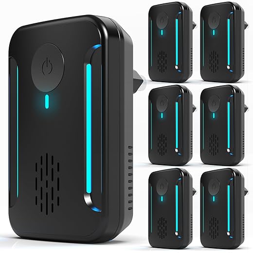 2025 Upgraded Ultrasonic Repeller & Insect Indoor Repeller, Ultrasonic and Repellent for Roach, Rodent, Mouse,Bugs,Mice,Spider,Ant,Electronic Plug in Pest Control,2 Mode Switching,6 Packs