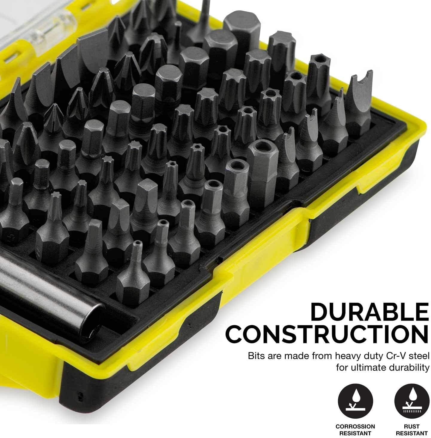 HILTEX 10060 1/4" Security Bit Set | 61 Piece | Hex Shank Screwdrivers | Includes Magnetic Extension Bit | For Electric and Ratchet Screwdrivers | Cr-V Steel - - 