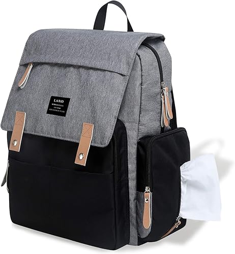 Miniatura 8 de CFUN LANDUO Bolsa de pañales de momia mochila duradera para bebé de maternidad pañal casual bolsas de hombro viajes senderismo paquete al aire