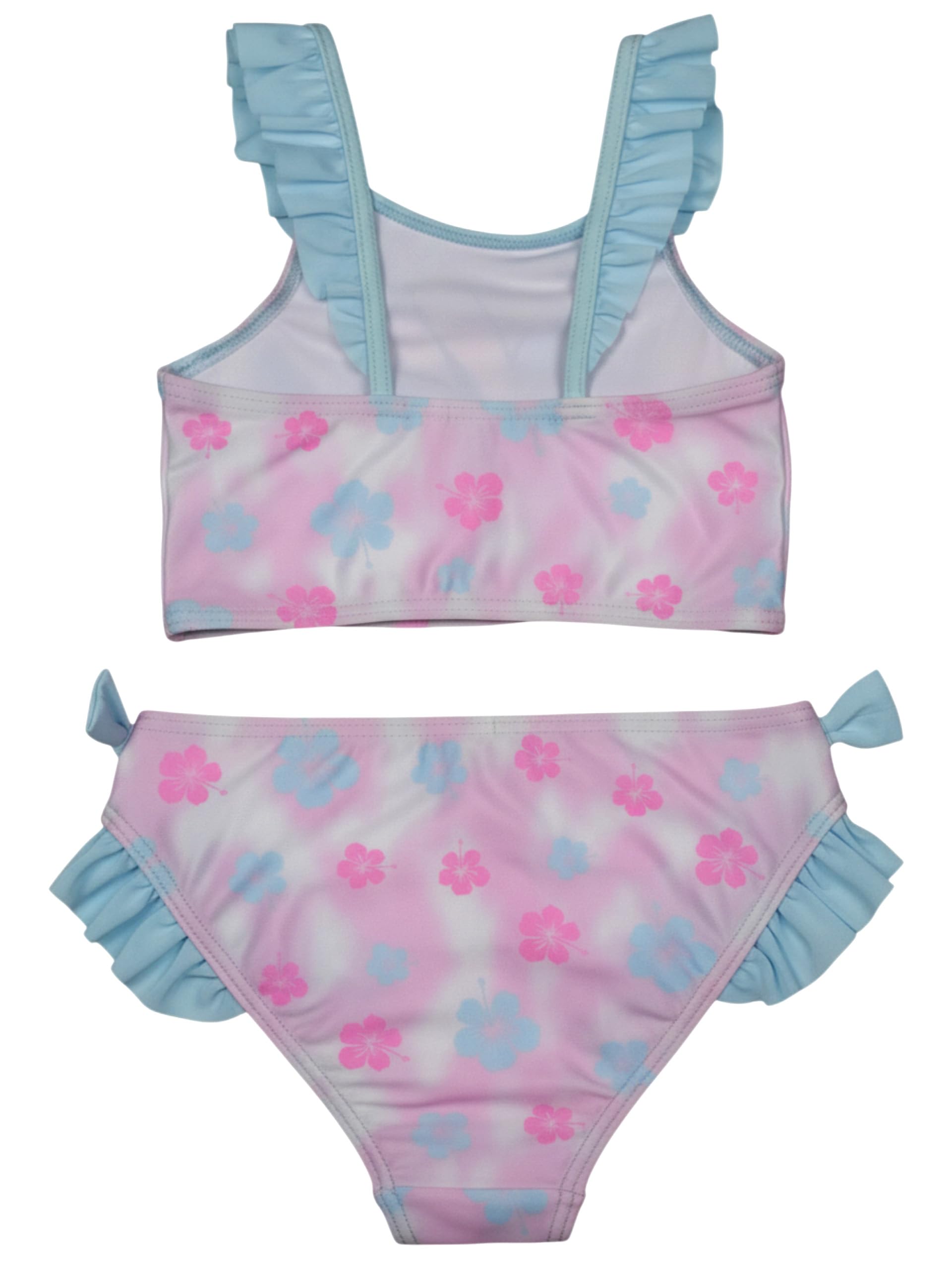 Disney Lilo & Stitch Bikini con volant e fiocchi per ragazze – Costume da bagno in due pezzi, rosa/blu