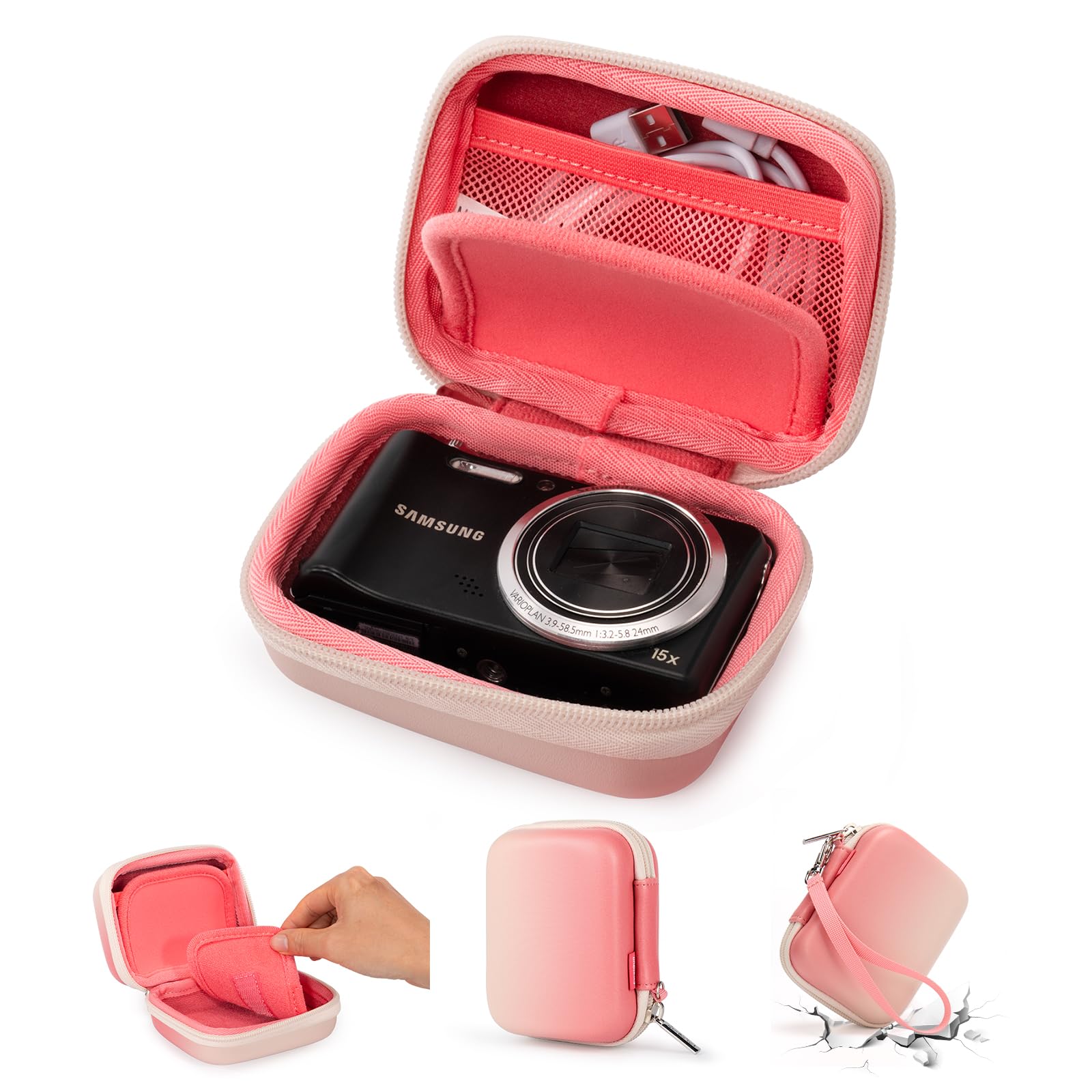 Cwatcun Digital Camera Case, Small Camera Pouch Carrying & Protective Case for AbergBest 2.7" LCD Kodak Pixpro/Canon PowerShot ELPH 180/190 / DSCW830