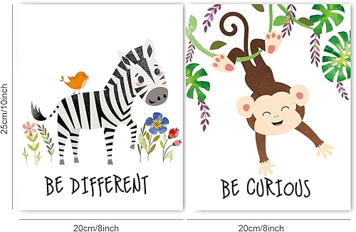 Miniatura 2 de chiazllta 9 piezas de decoración de guardería de la selva animales de safari impresiones artísticas de pared con imágenes sin marco animales de la