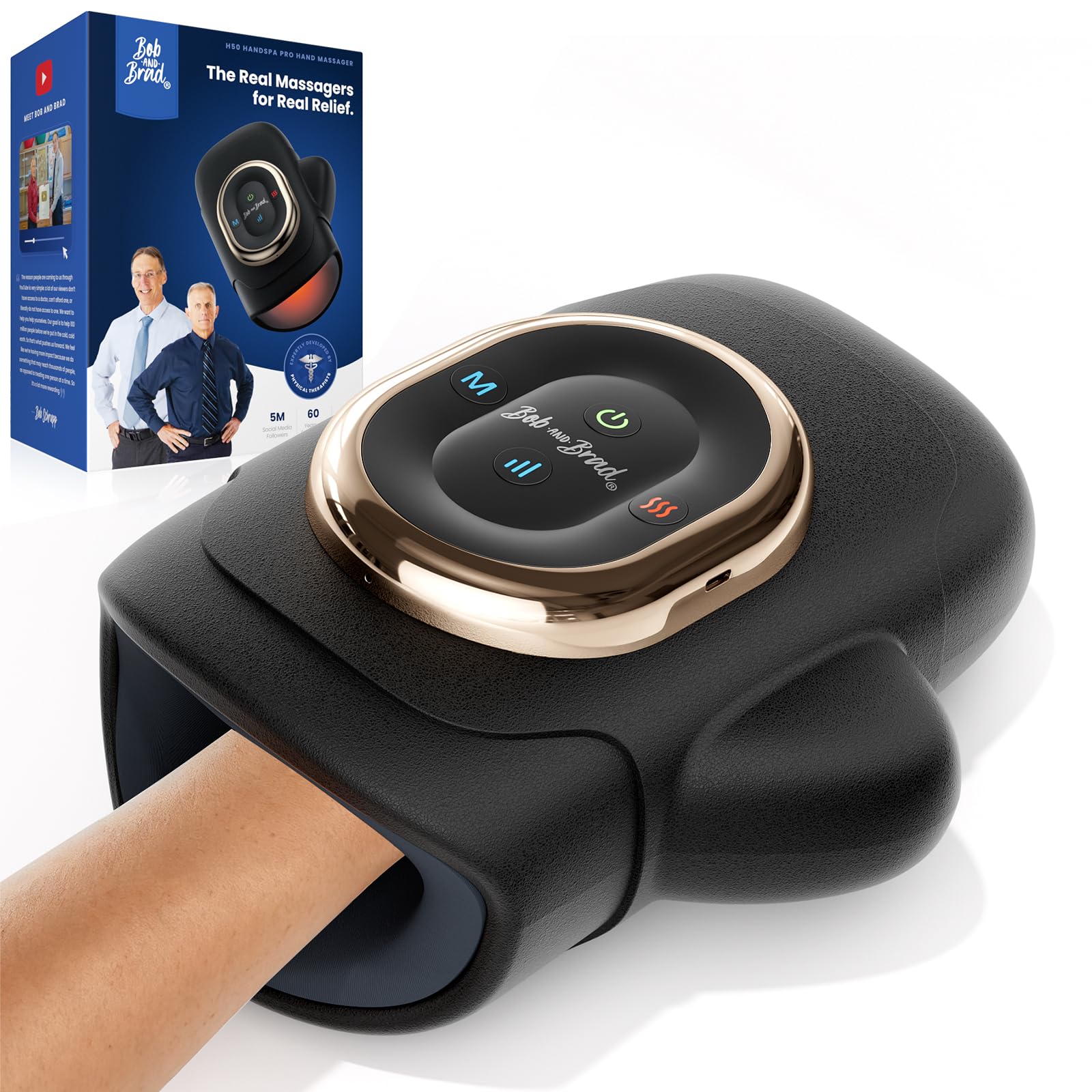 BOB AND BRAD Hand Massager with Heat and Compression Individual Fingers FSA-HSA Eligible Cordless HandSpa Pro Hand Massager