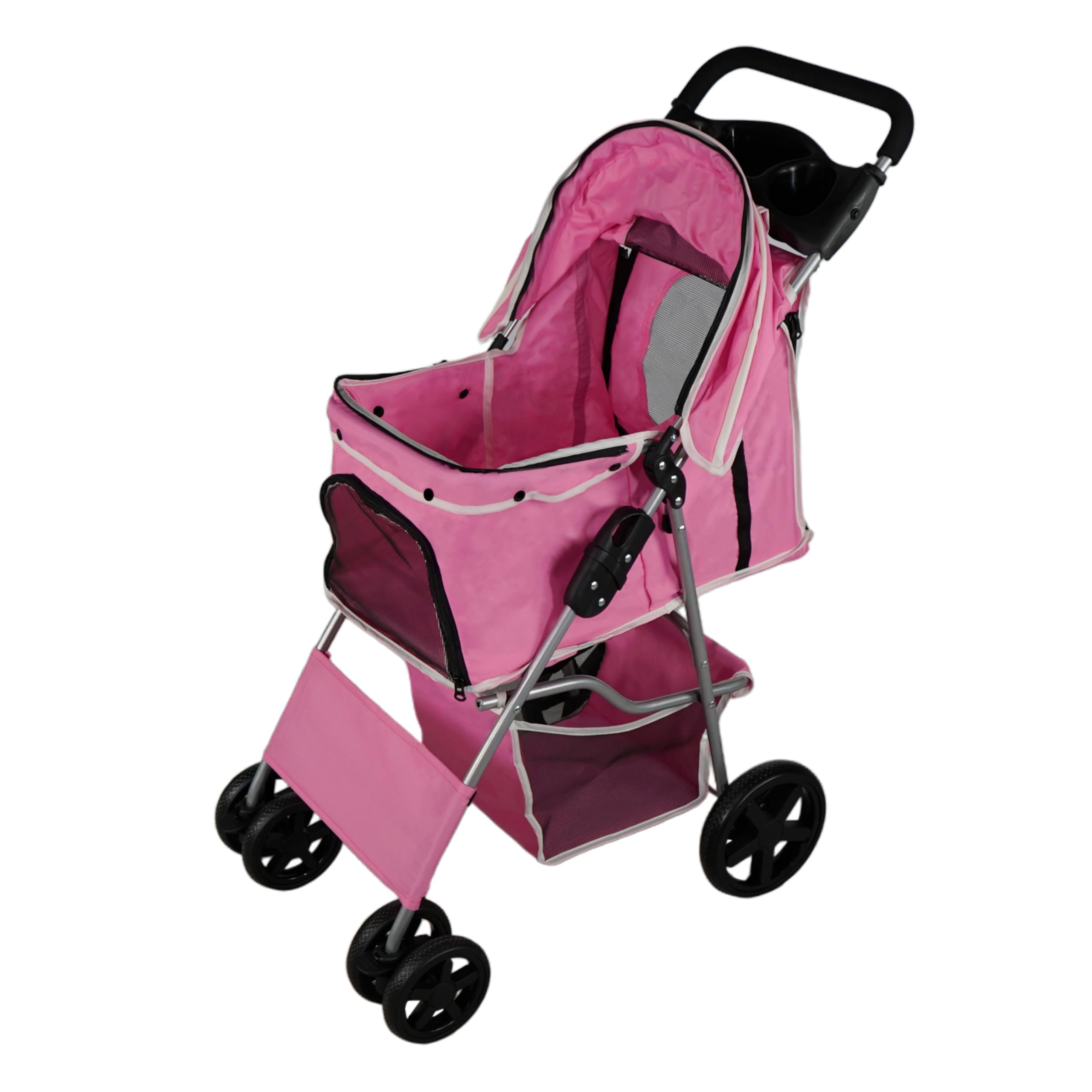 Monstershop Pink Pet Stroller W/ Rain Cover – In | Size: 65Cm