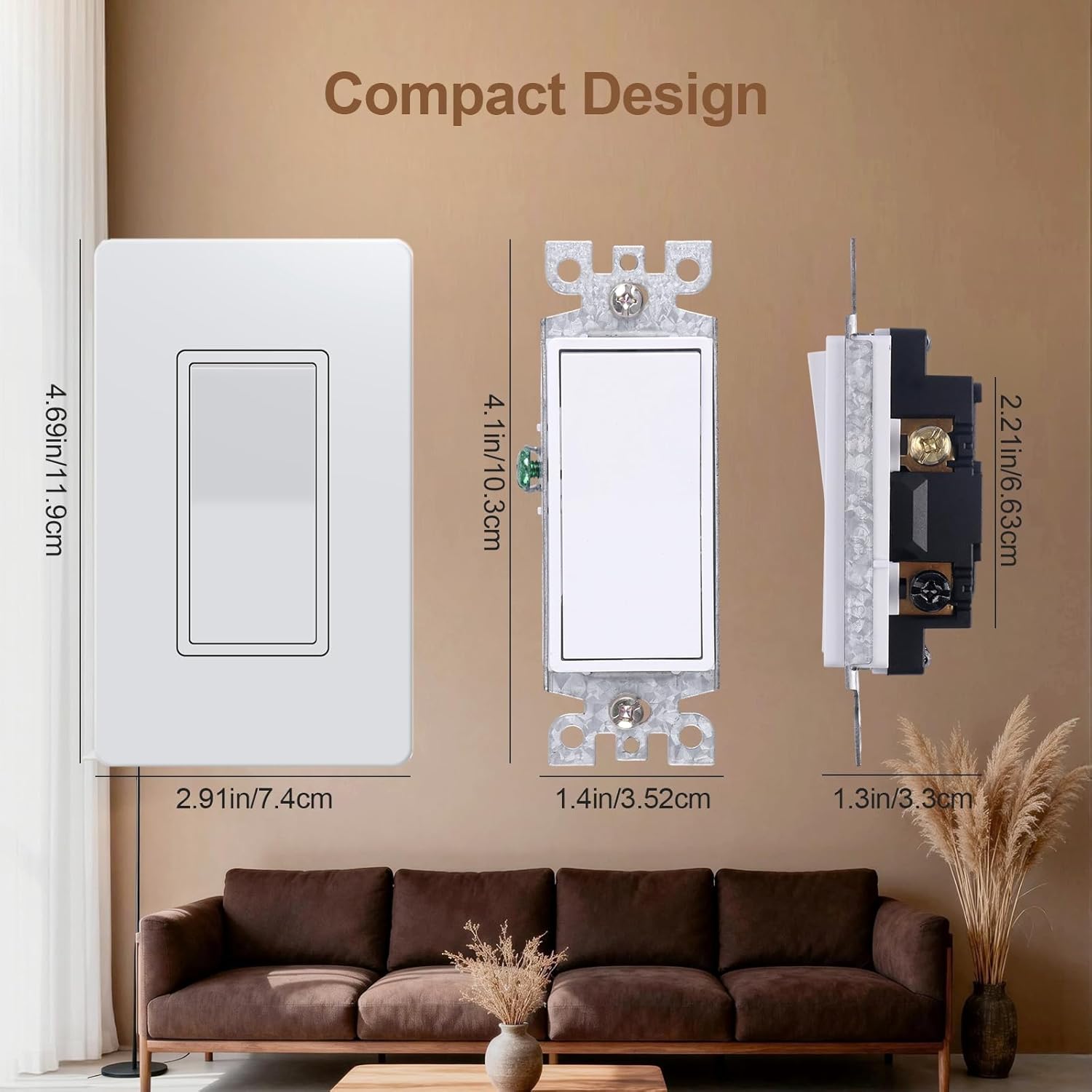 Veltrone 10-Pack Single Pole Rocker Light Switch with Cover Plate, UL Listed, 15A 120/277V, White Wall Switch, UL94-V0 Flame Retardant for Residential & Commercial Lighting