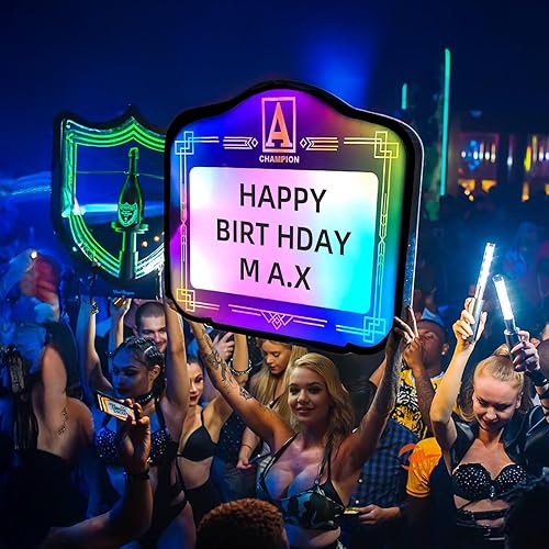 Miniatura 2 de Letrero LED de mano para exhibición de servicio de botellas, presentador de botellas LED, letrero de luces de servicio de botellas con 4 letras y 1