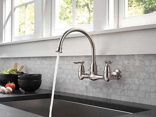 Miniatura 2 de Delta Faucet Corin - Grifo de cocina de níquel cepillado, grifo de fregadero de cocina, grifo de cocina montado en la pared, grifo de cocina de