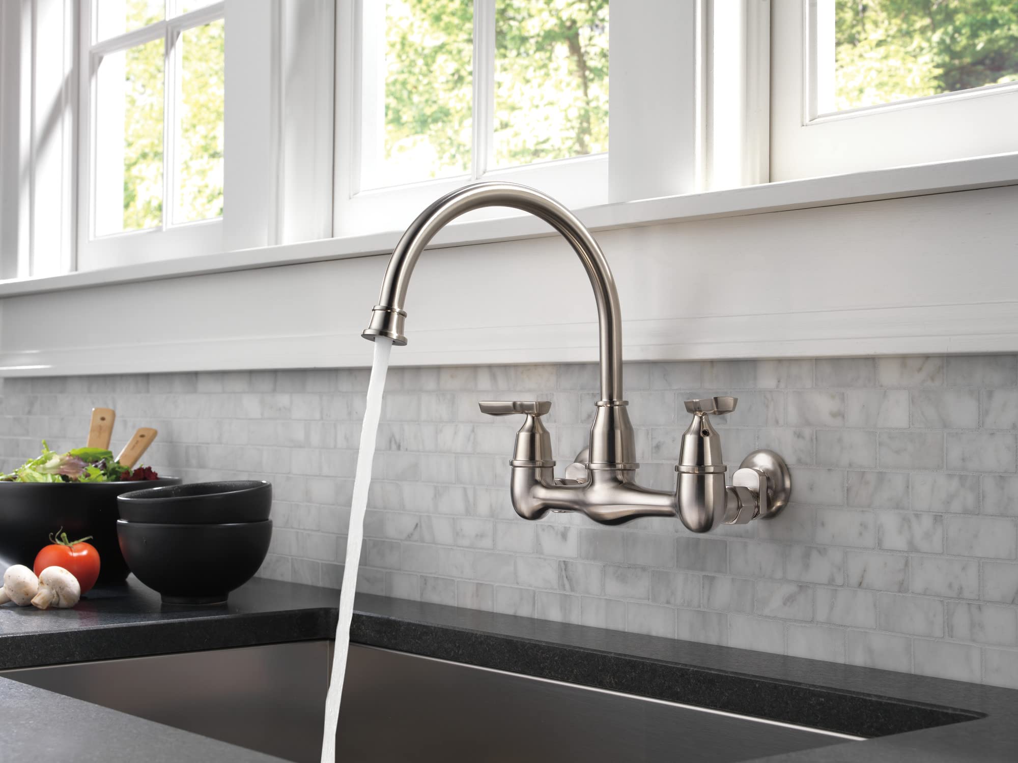 Delta 22722LF Corin 1.8 GPM Wall Mounted Widespread Bridge Kitchen