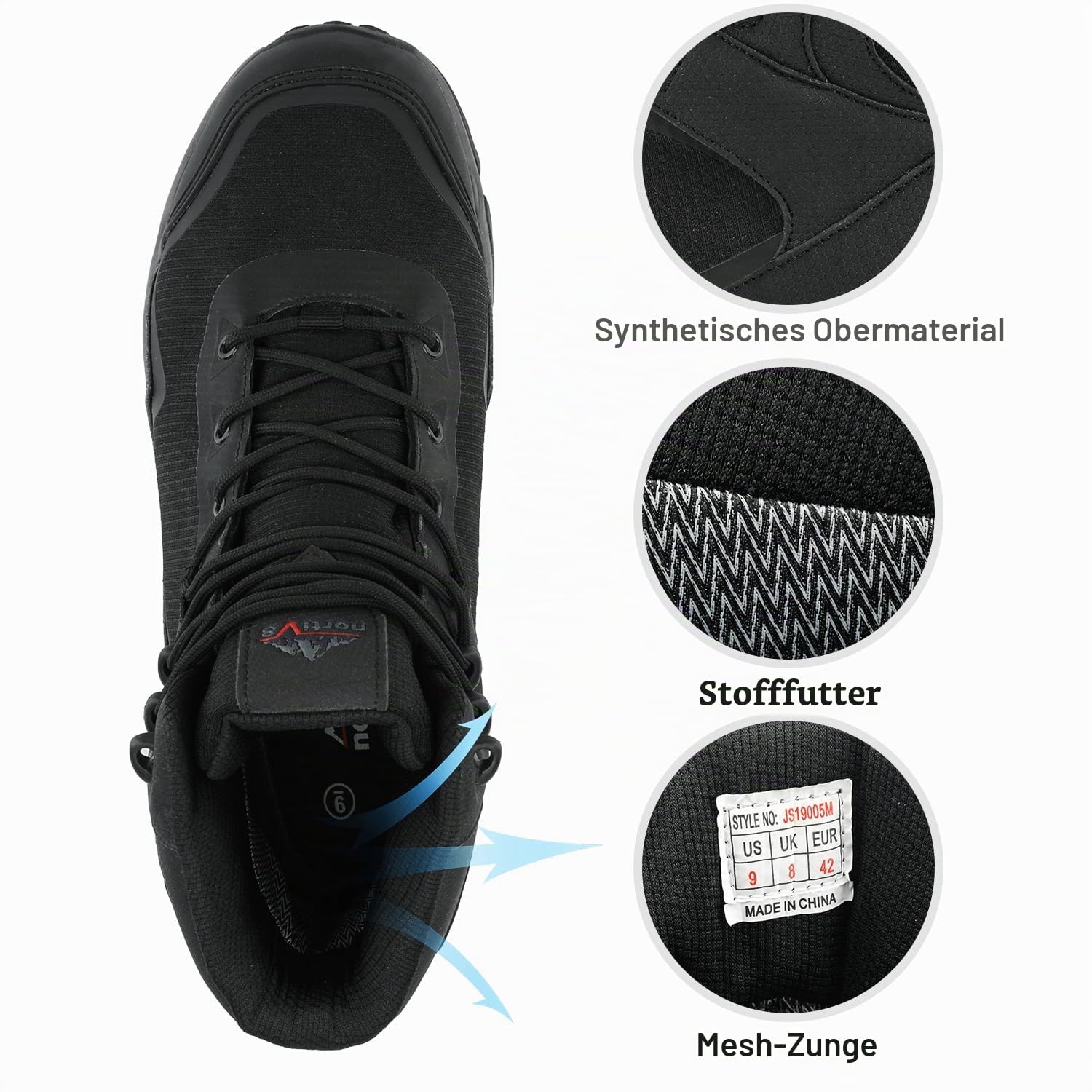 NORTIV 8 Herren Mid wasserdichte Wanderschuhe | leichte Langlebig und rutschfest Trekking- und Bergschuhe für Outdoor Camping Ideal für drinnen und draußen