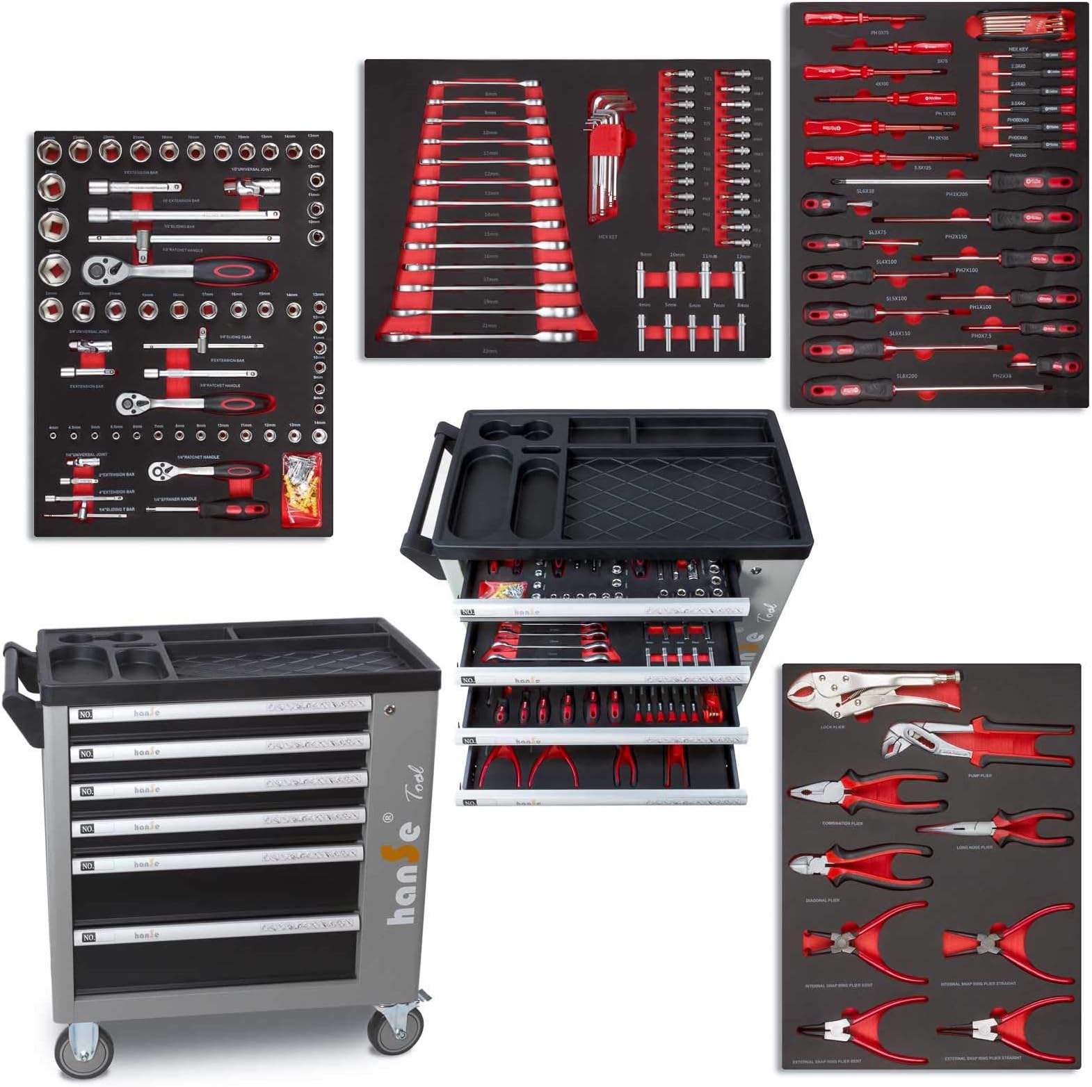 HanSe® workshop trolley filled 245 part tool workshop
