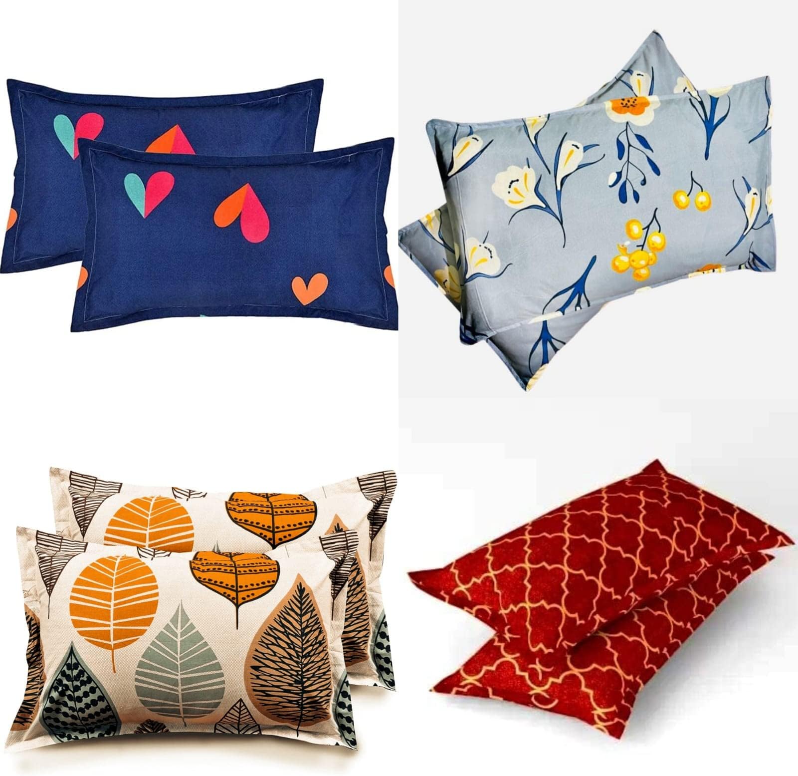 Soniasaa Prime Collection 215 TC Soft Cotton-Blend Pillow Covers 8 Pieces 17 x27 Inches(Standard Size) for Home and Hotel use Model A-0456