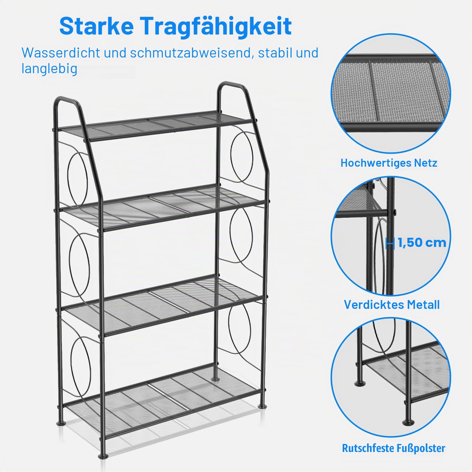 VyGrow Pflanzenständer, Pflanzenregal für drinnen und draußen, strapazierfähiger Metallständer für Pflanzen im Außenbereich, für Wohnzimmer, Balkon und Garten, Black