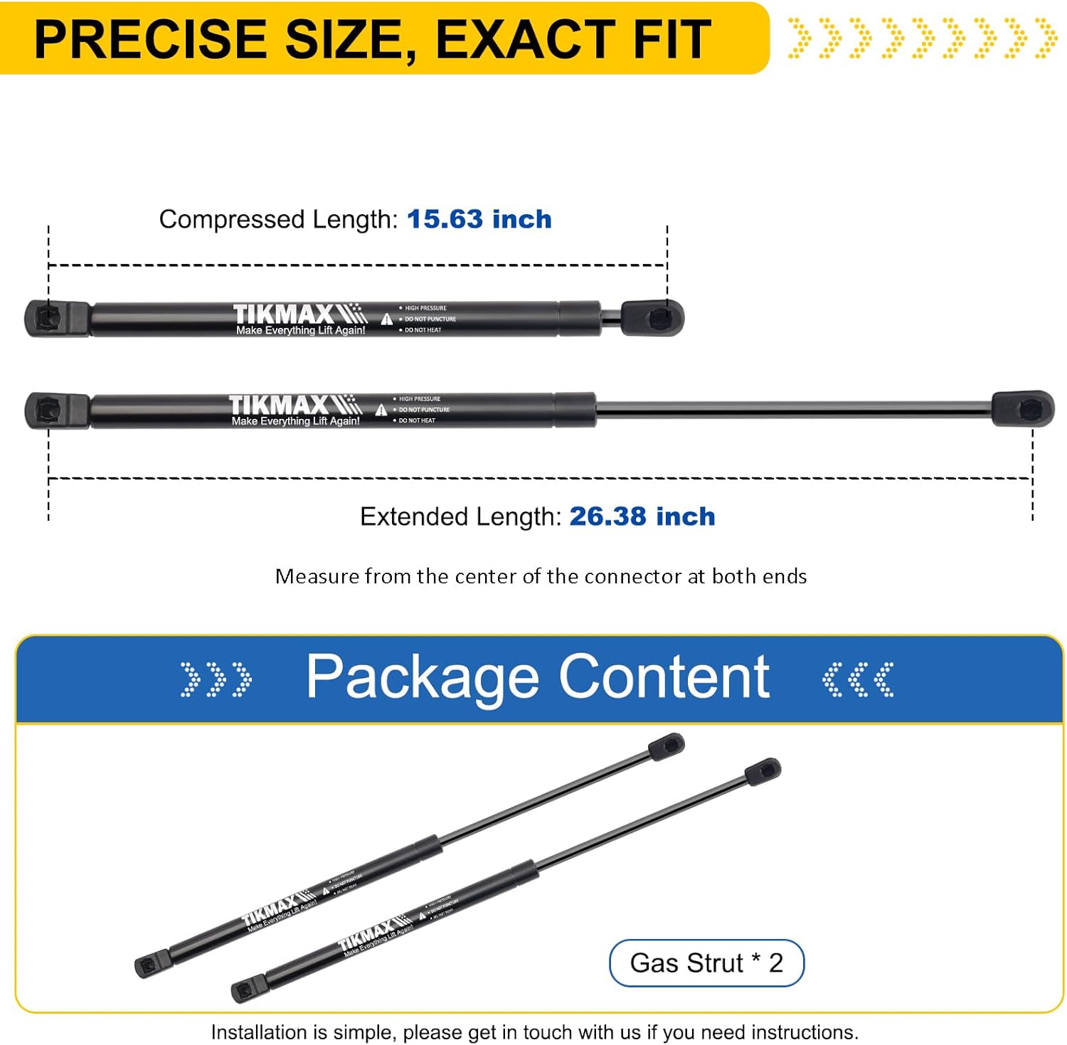Front Hood Gas Struts for Toyota Avalon 2013-2016, Toyota Camry 2012-2016, Replaces 6757 Shocks Lift Supports Gas Springs, 2 Pcs
