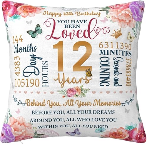 Miniatura 1 de Regalos de 12 años, regalo para niñas de 12 años, fundas de almohada de 18 x 18 pulgadas, regalos de cumpleaños número 12 para niñas, decoraciones