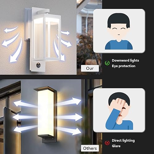 Miniatura 3 de Lámpara LED de pared con sensor de movimiento, lámpara de pared para exteriores, impermeable, con pantalla de vidrio transparente, lámparas de pared