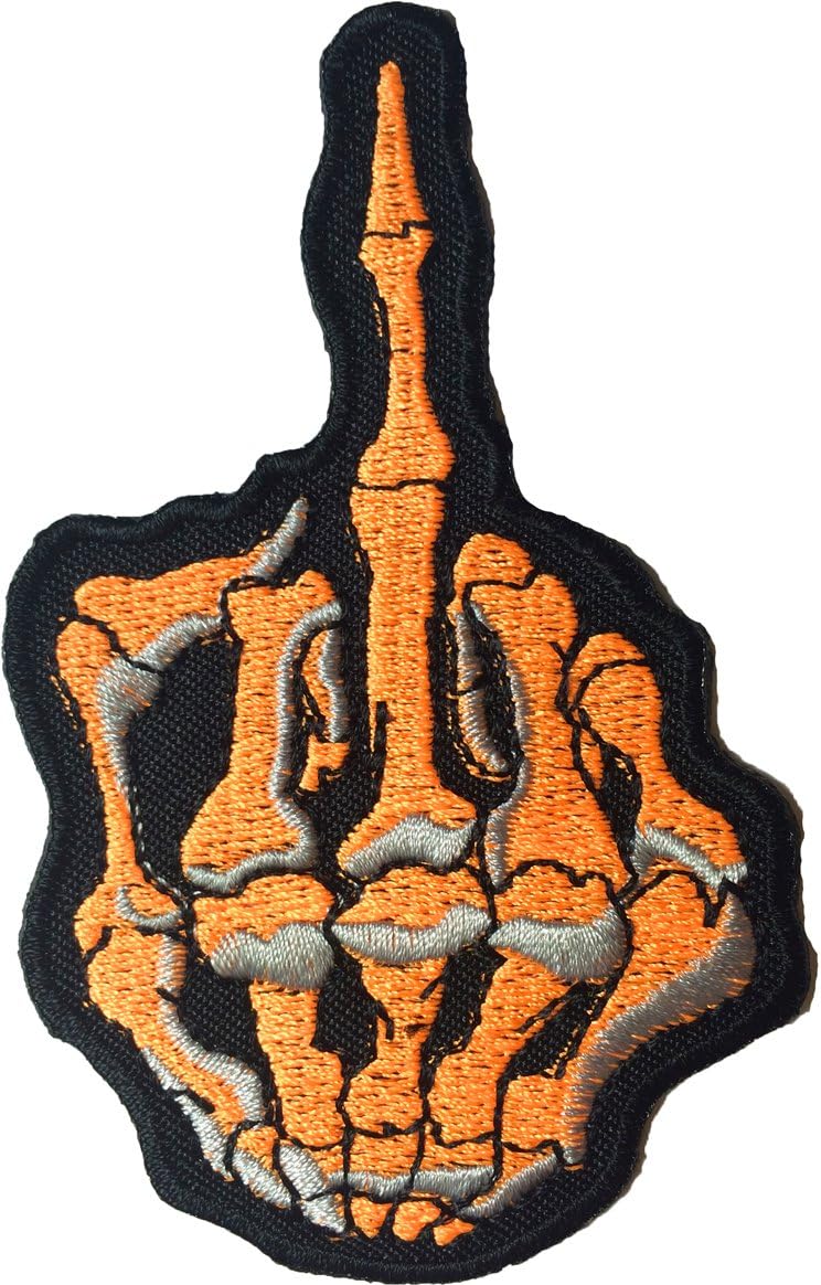 Skull Middle Finger Skeleton Bone biker 